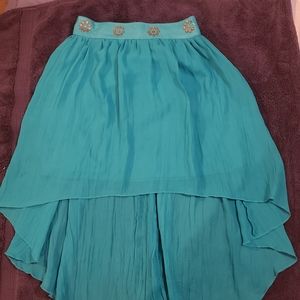 D Signed XS high Low turquoise skirt